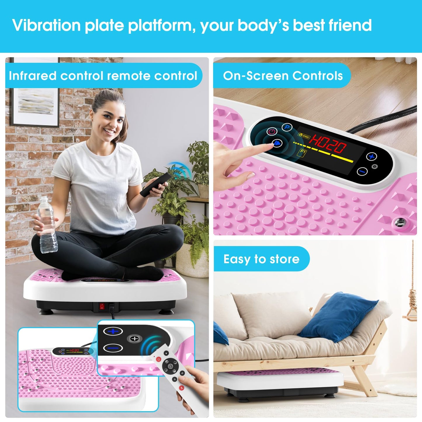 SoftGym Waver Vibration Plate Exercise Machine for Lymphatic Drainage Weight Loss,120 Speed Levels Vibrating Platform with Resistance Bands,Full-Body Workout Equipment for Muscle Activation