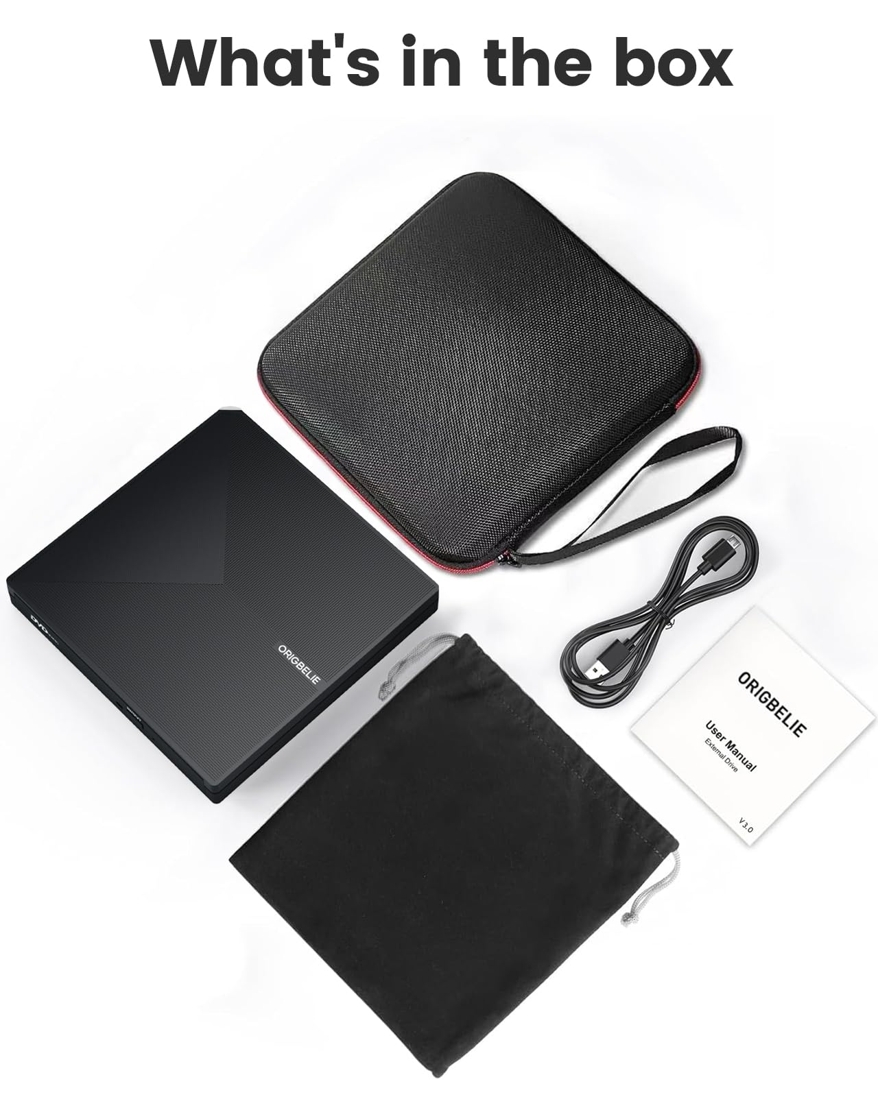 ORIGBELIE externes DVD-Laufwerk, CD-Laufwerk USB 3.0 Typ-C CD/DVD ROM +/-RW Adapter mit USB-Anschluss DVD-Brenner für Laptop, PC, Desktop-Computer, optisches Laufwerk CD-Player kompatibel mit Mac Windows Linux