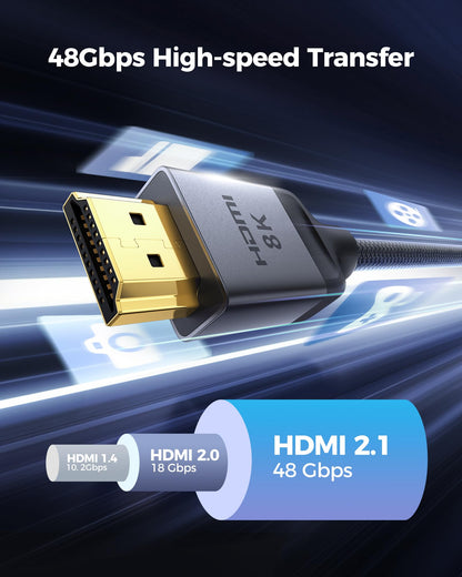 Silkland Zertifiziertes HDMI 2.1 Kabel, [4K@240Hz 144Hz 120Hz, 8K@60Hz] 1440P Ultra High Speed HDMI Kabel 48Gbps (Verbessertes geflochtenes Design), HDR10+, eARC, HDCP 2.3, Kompatibel mit Xbox/PS5/PS4/Roku TV-2m