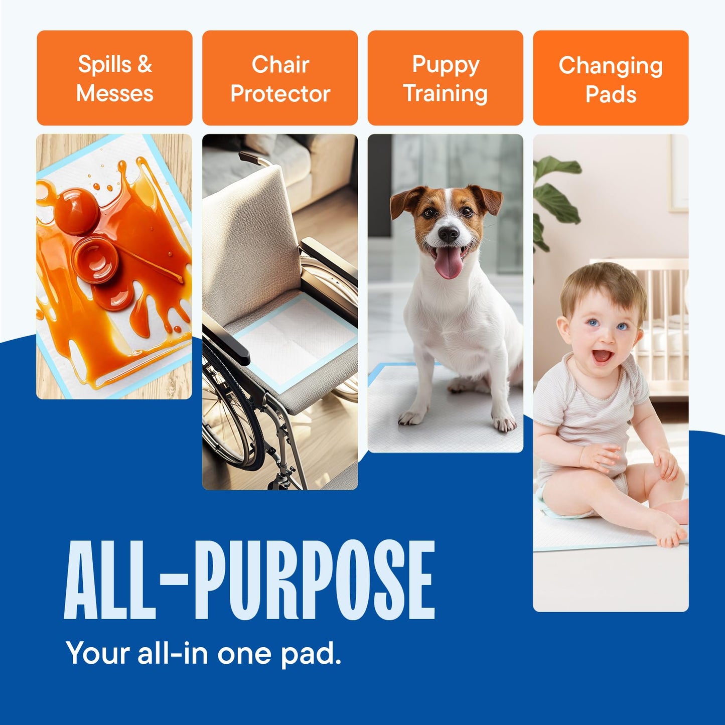 Chucks Pads Disposable [100-Pack] Adult Incontinence Underpads 23"x36" Large Super Absorbent Protective Bed Pads, Leak-Proof Pads – Pee Pads for Kids, Adults and Pets – Dog & Puppy Training Pads
