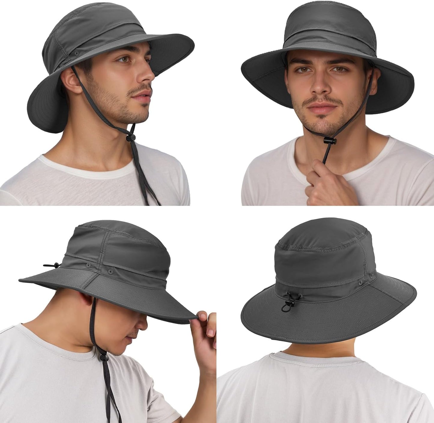 Sonnenhut für Herren und Damen UPF 50+ Schutz – Breiter Krempenhut für Outdoor-Wandern, Wasserabweisender faltbarer Hut zum Angeln