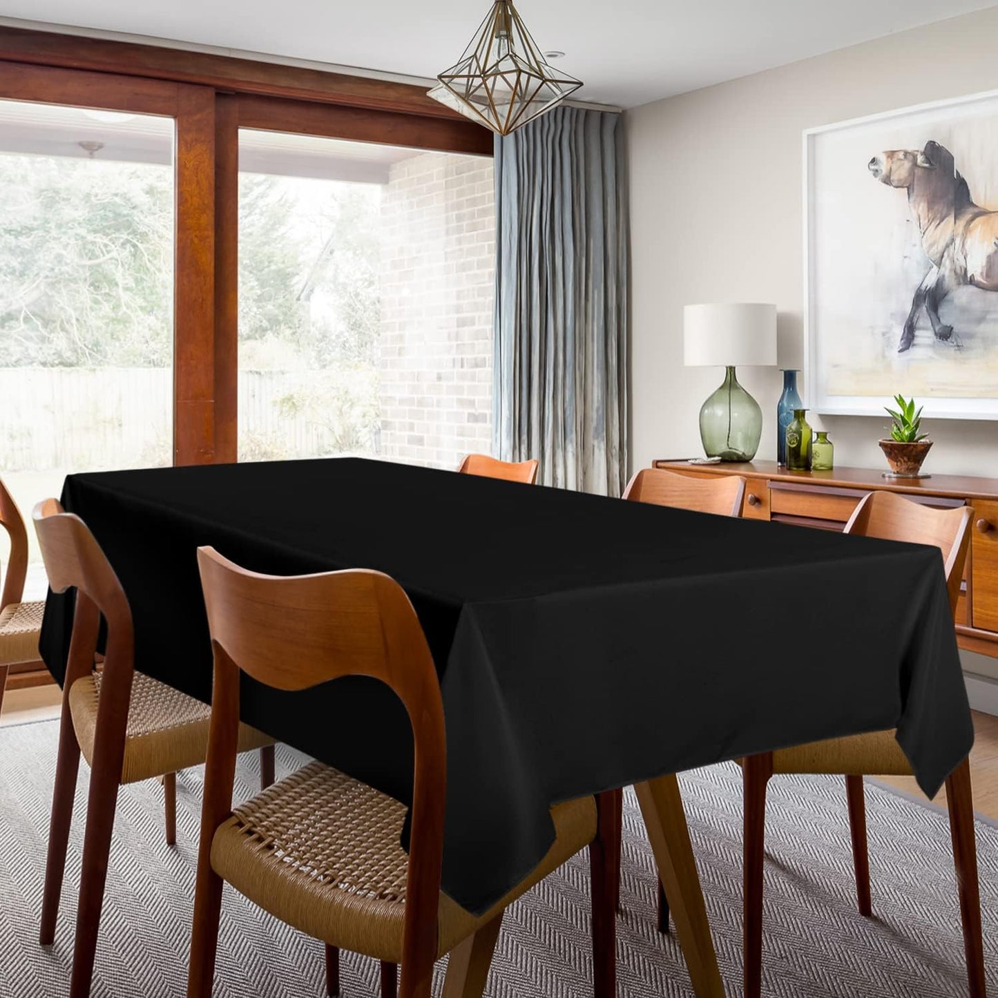sancua 2 Pack Black Tablecloth 60 x 102 Inch - Perfect for Dining, Parties, and Camping