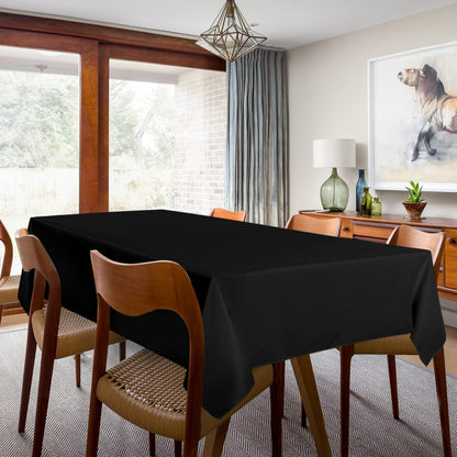 sancua 2 Pack Black Tablecloth 60 x 102 Inch - Perfect for Dining, Parties, and Camping