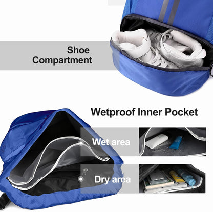 Hoedia Sports-Kordelzugrucksack – Schwimm-Turnbeutel mit Schuhfach und wasserdichter Tasche für Damen und Herren