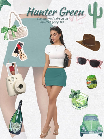 Danysu Dehnbare Mini Skorts Mid Waist Rock mit Shorts Seitenschlitz 2025 Sport Alltag Ausgeh-Outfits