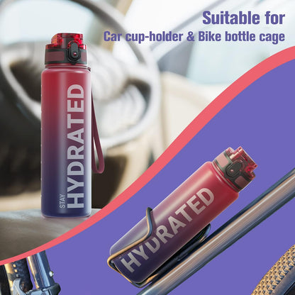 Sahara Sailor Trinkflasche, 950ml Motivations-Sportflasche mit Zeitmarkierung – Trinkzeiten – Tritan, BPA-frei, weite Öffnung auslaufsicher, Fast-Flow-Technologie mit Reinigungsbürste (1 Flasche)