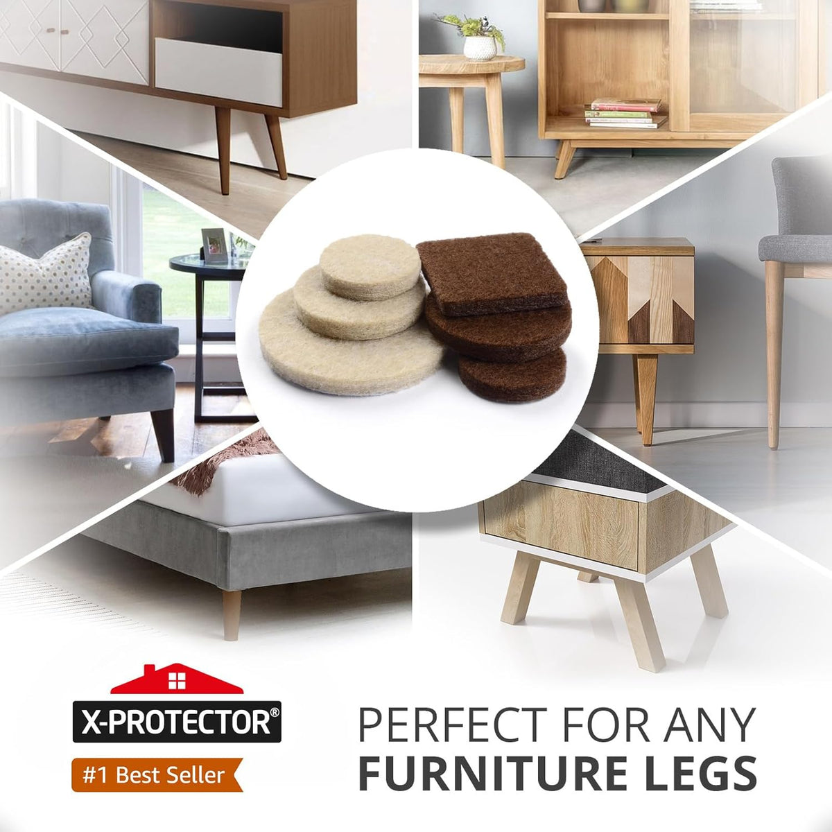 Felt Pads X-PROTECTOR - Giant 235 Pack Premium Furniture Pads. Huge Quantity Felt Furniture Pads Wood Floor Protectors for Furniture Feet – Best Hardwood Floor Protectors. Protect Your Wood Floors!