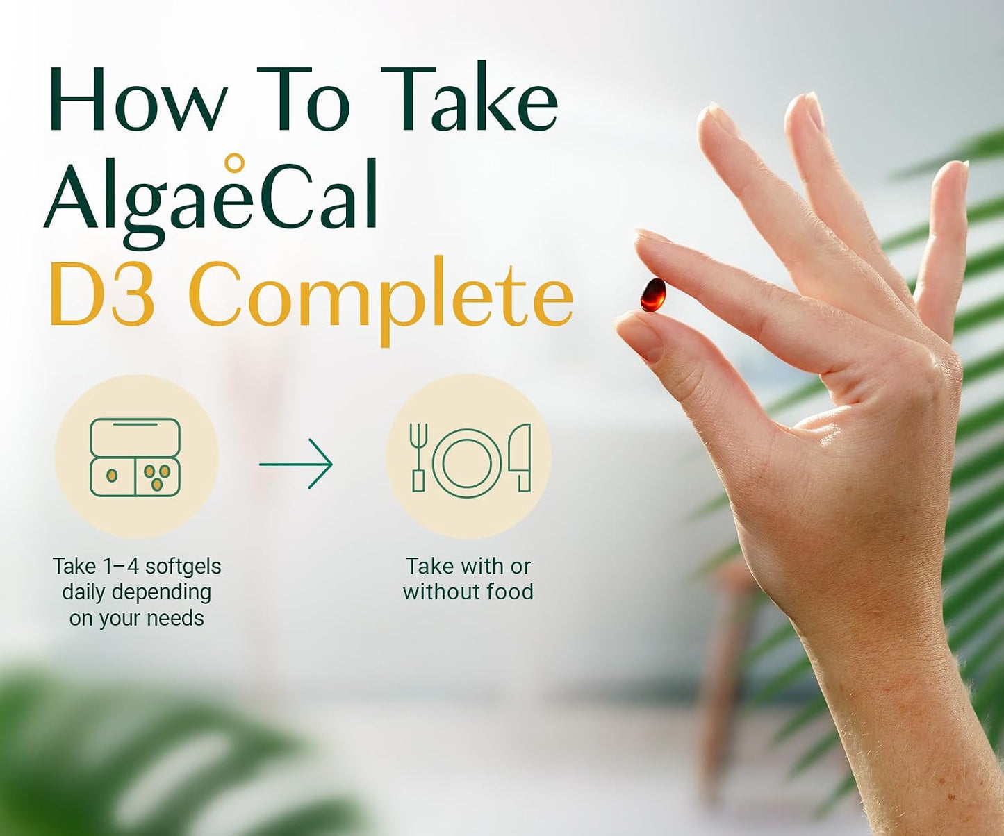 ALGAECAL 4-in-1 Vitamin D3 K2 Complete - ADK Vitamin Supplement, Enhanced Immune Support & Bone Health with D3 K2, A, & E - Whole Body Wellness & Bone Strength, Easy-Swallow Softgels, 6 Month Supply