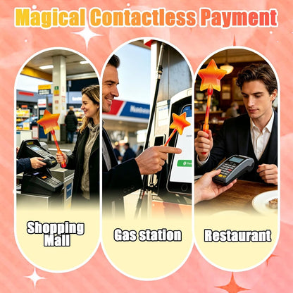 2 Pack 3D Printed Wand Tap to Pay, 2026 Upgrade Star Magic Fairy Pay Wand, Starlight Magic Wand Contactless Payment Card Holder, Suitable Scenarios for Card Payment, Easy Checkout