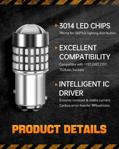 LUYED 3157 LED-Birnen Rückfahrlicht Xenon-Weiß 1800 Lumen Super Hell 78 SMD 3056 3156 3057 4157 LED-Birnen, Verwendet für Rückfahrlichter, Bremslichter, Rücklichter, Blinker, 2er-Pack