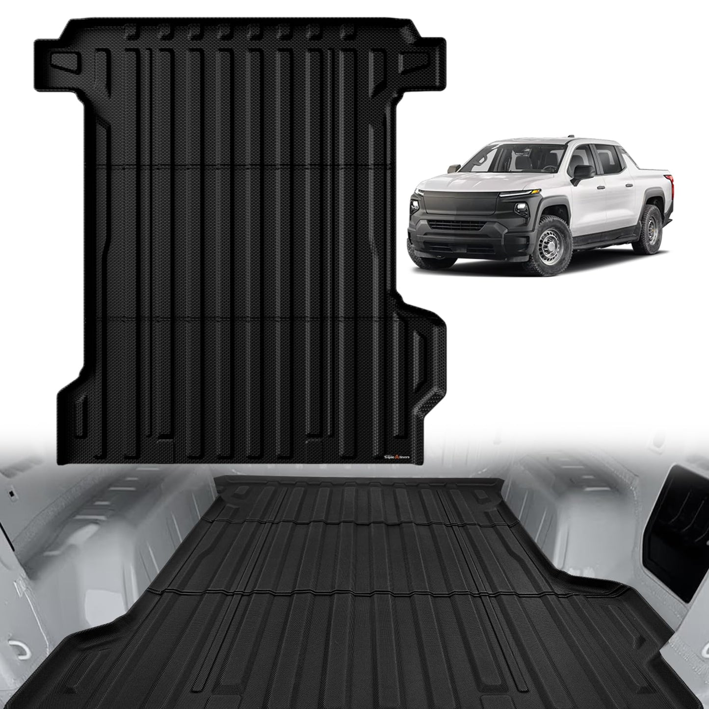 TripleAliners Truck Mat Compatible with 2019-2026 Chevy Silverado 1500 / GMC Sierra 1500 6.6FT Accessories, Truck Bed Mat Heavy Duty Custom Fit All Weather Protection TPE Pickup Liner, Standard Bed