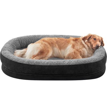 JOEJOY Orthopedic Dog Beds Large Sized Dog, XL Egg-Crate Memory Foam Pet Couch Bed with Bolster Sides, Waterproof Lining, Removable Washable Cover & Non-Slip Bottom, Brown