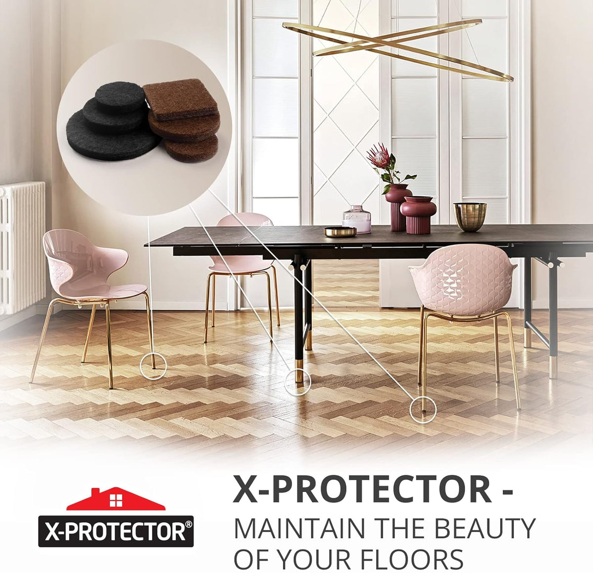 Felt Pads X-PROTECTOR - Giant 235 Pack Premium Furniture Pads. Huge Quantity Felt Furniture Pads Wood Floor Protectors for Furniture Feet – Best Hardwood Floor Protectors. Protect Your Wood Floors!