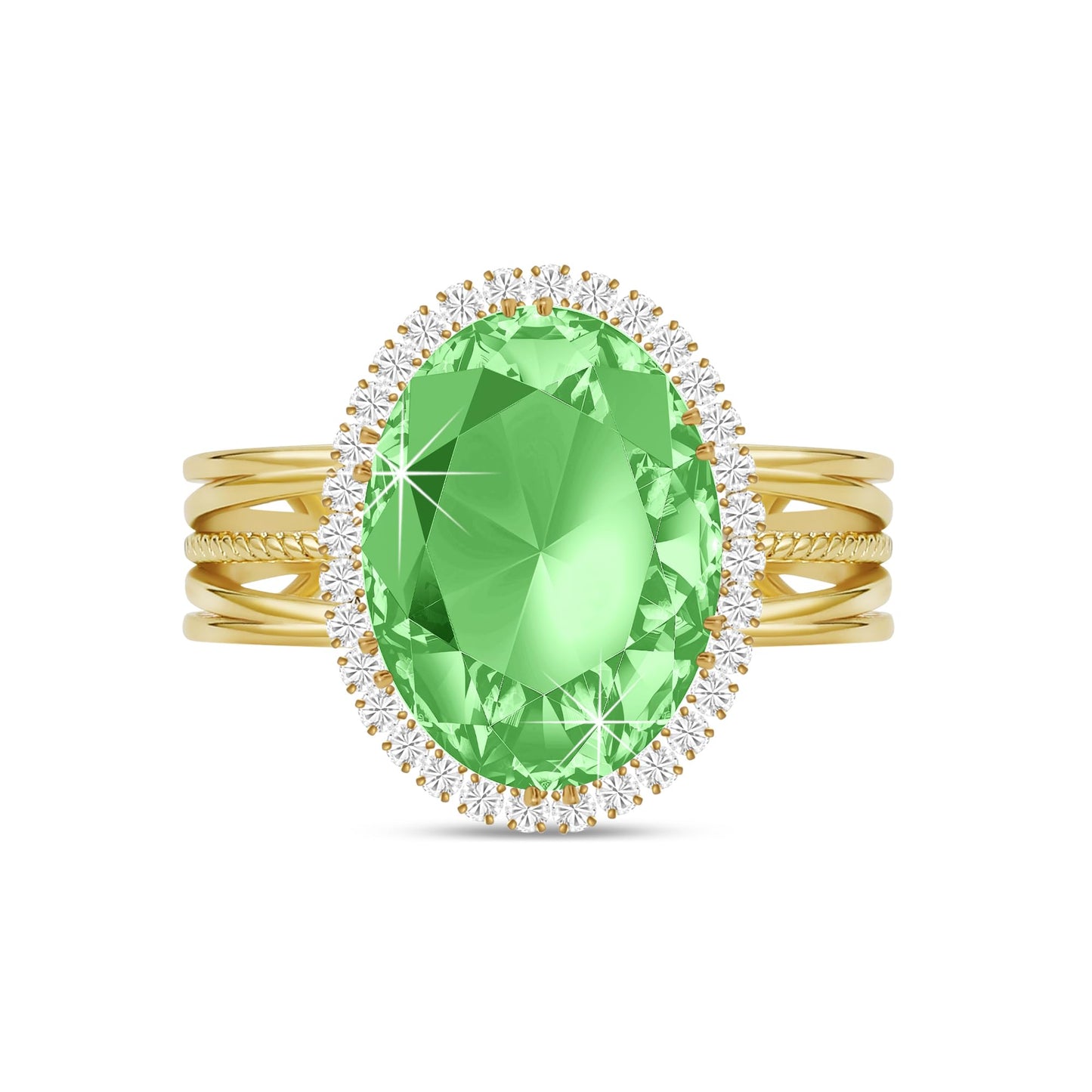 Linawe Birthstone Chunky Adjustable Rings for Women, Gold/Silver/Rose Gold Statement Rings, Imitation Diamond Fake Gemstone Crystal Cocktail Ring, Cubic Zirconia Costume Jewelry