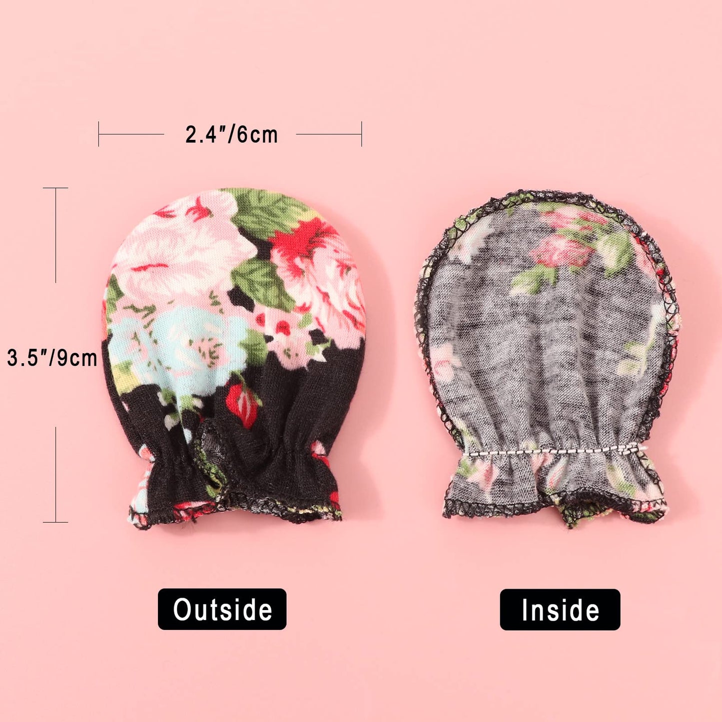 BQUBO Baby Fäustlinge Kratzschutz Handschuhe aus Baumwolle mit elastischem Bündchen Hypoallergen für Neugeborene und Babys von 0-6 Monaten Jungen und Mädchen