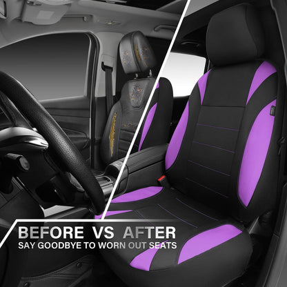 CAR Pass Neoprene Waterproof Two Front Car Seat Covers Set- Universal Fit for Vehicles, Airbag Compatiable(Black)