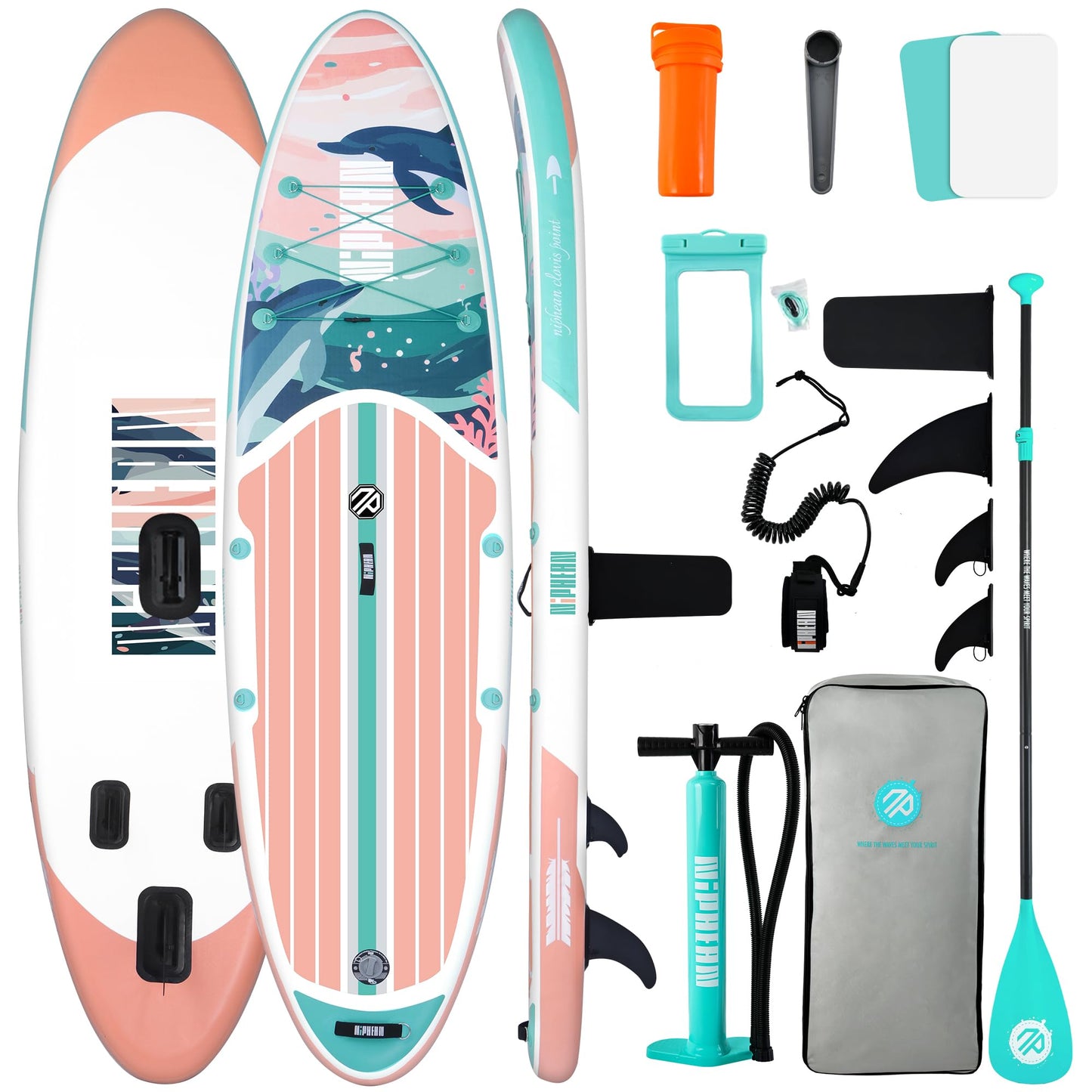 Niphean Inflatable Stand Up Paddle Board with SUP Accessories, Anti-Slip EVA Deck, 10’6’’ Inflatable Paddle Boards for Adults & Youth of All Skill Levels