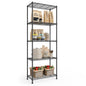 SONGMICS Storage Shelf, Small Metal Wire Shelving Unit, Adjustable Shelves, for Small Spaces, Garage, Bedroom, Living Room, Kitchen, Pantry, 5 Tier, 11.8 x 11.8 x 47.6 Inches, Ink Black ULGR123BH01