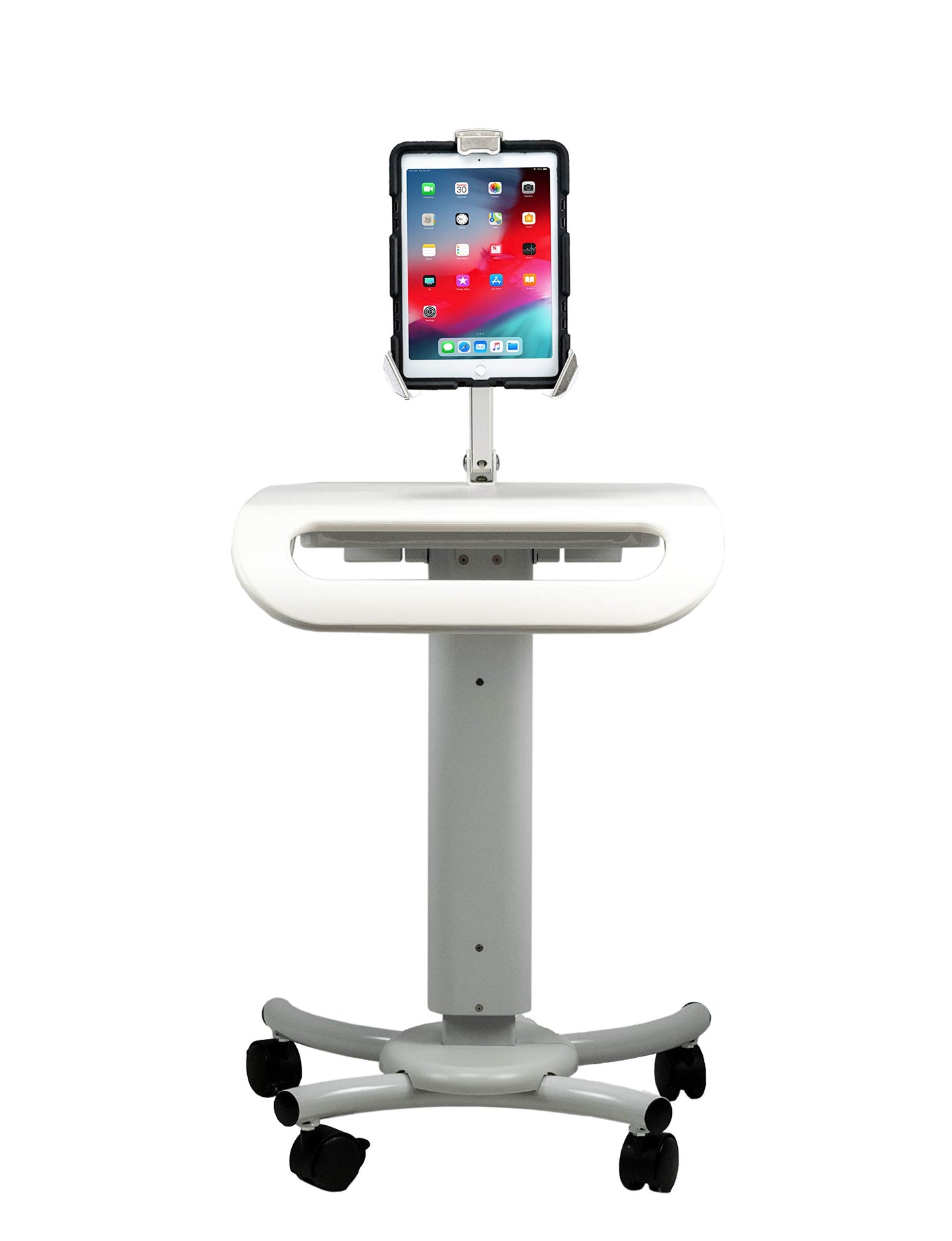 Rolling Medical Workstation – CTA Height Adjustable Mobile Secure Medical Workstation Cart for iPad 10th Gen 10.9" - 7/8/9 Gen 10.2”- Pro 11” - Air 4 - Galaxy Tab S3 - White (QPAD-HRSW)