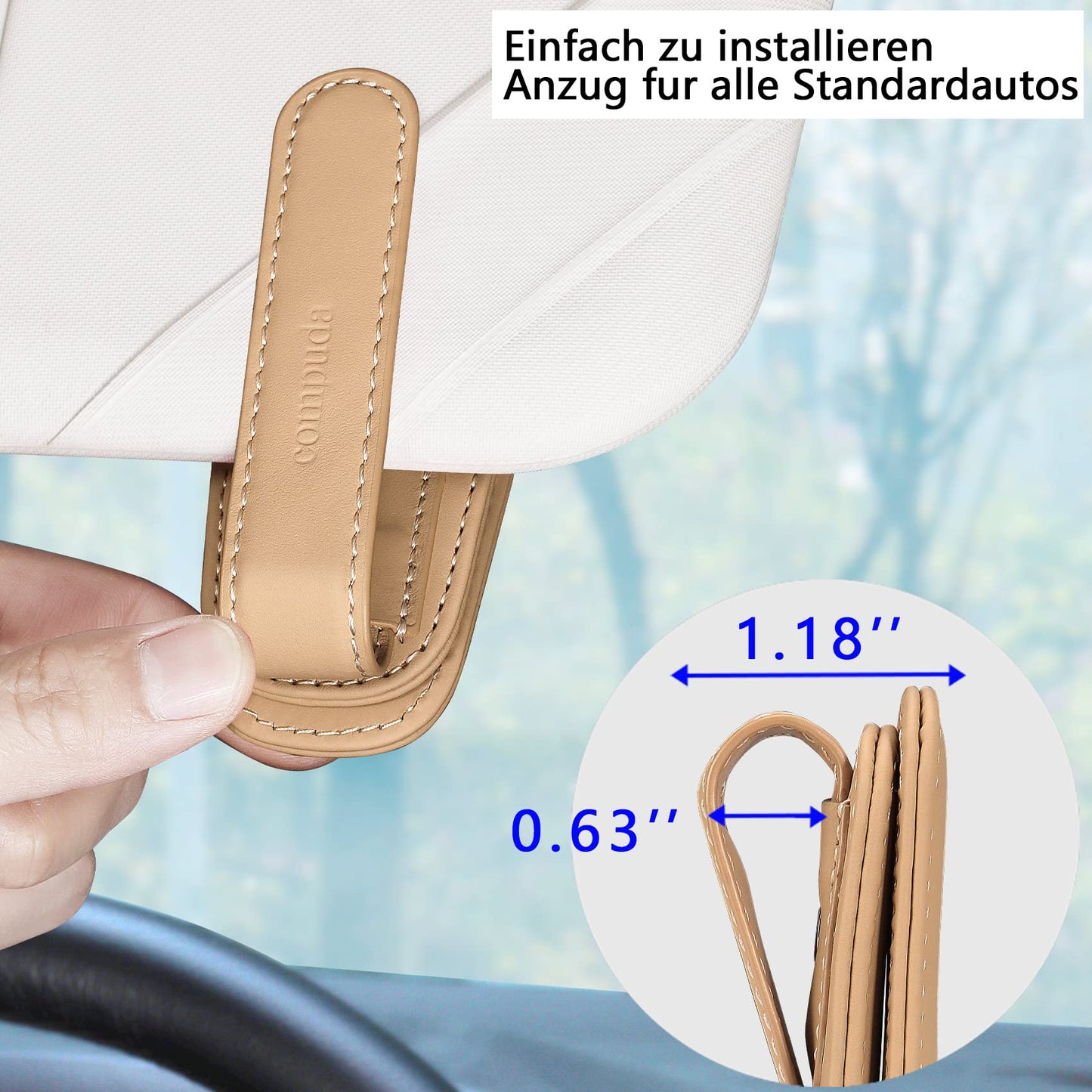 2 Packs Sunglasses Holder for Car Visor, Genuine Leather Car Sunglass Holder, Glasses Clip for Cars,Auto Interior Accessories Universal for SUV Pickup Truck (Black-(2 Pcs)