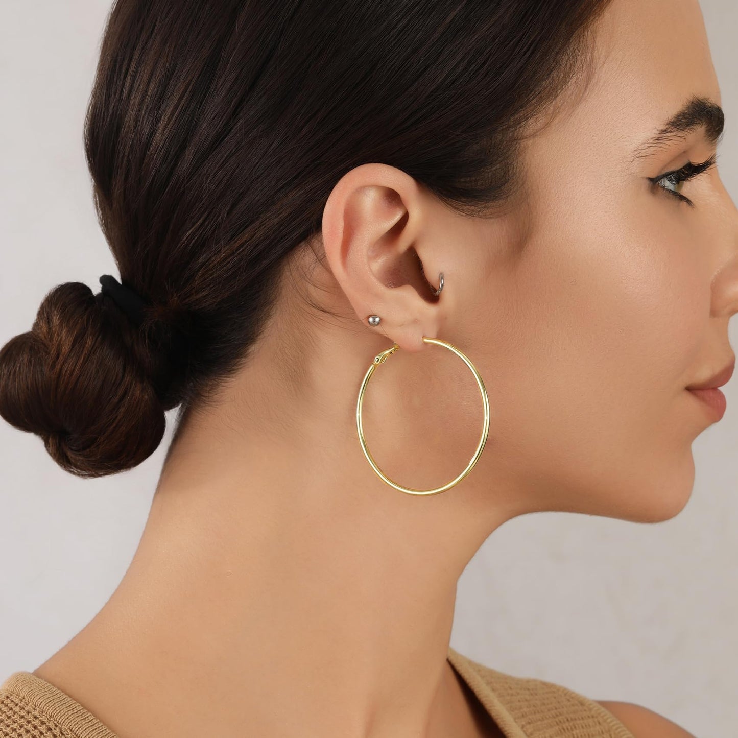 Große Gold Creolen für Frauen, Hypoallergene Dünne Gold Creolen, Sterling Silber Creolen für Damen, Extra Große, Mittelgroße, Große Creolen