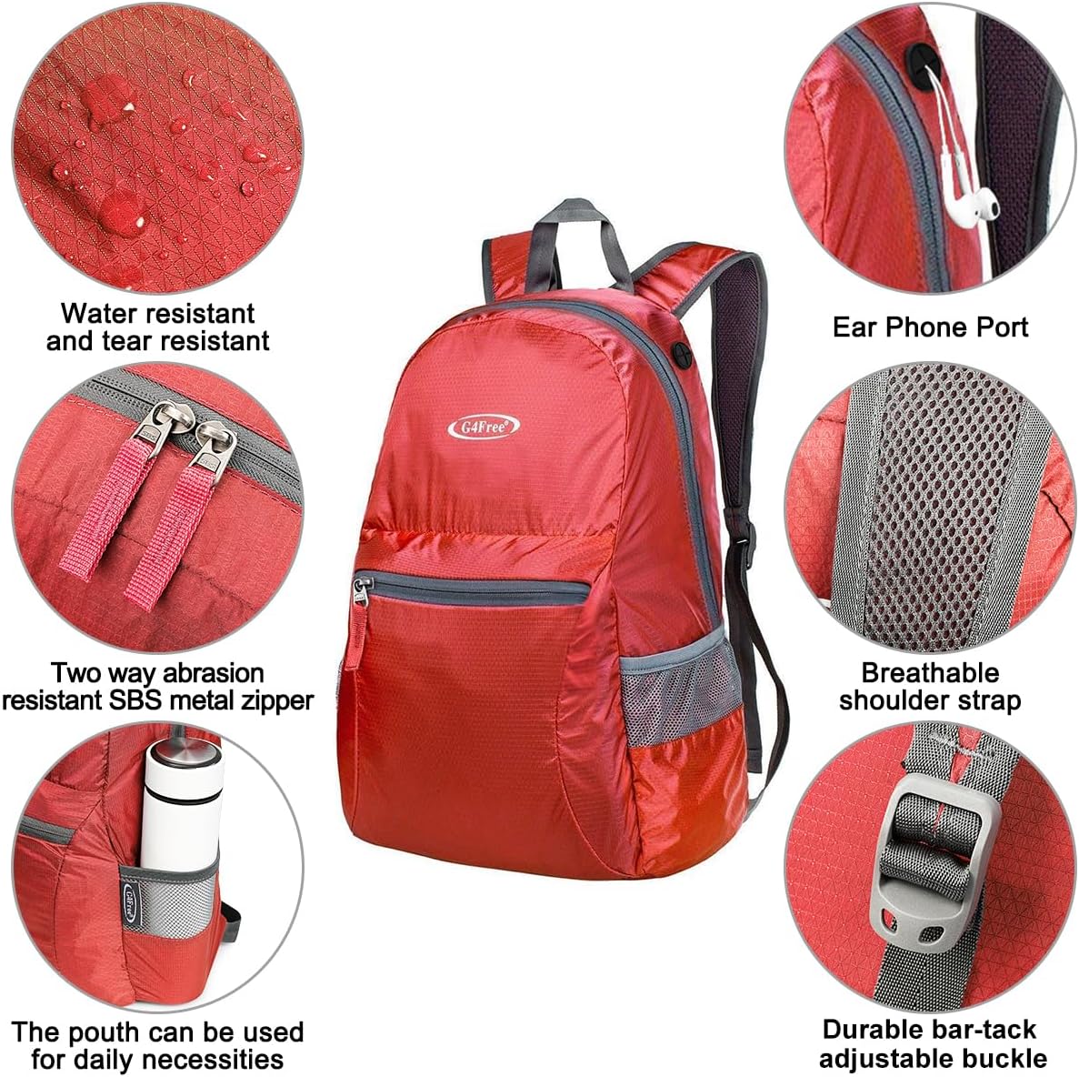 G4Free 20L Lightweight Packable Backpack Foldable Travel Hiking Daypack for Men and Women