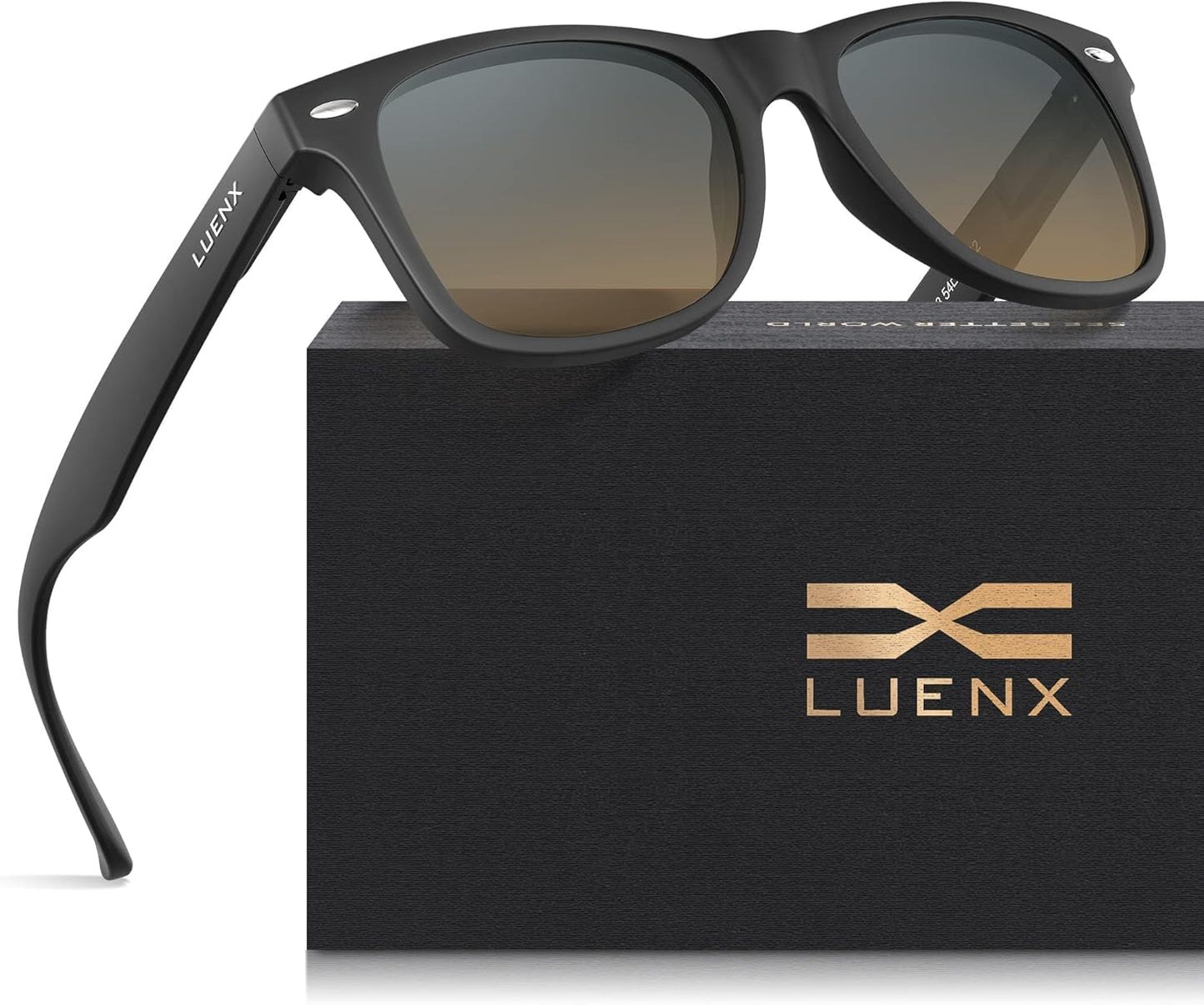 LUENX Polarisierte Sonnenbrillen für Herren und Damen, quadratische Fassung – UV-400-Schutz, 54 mm