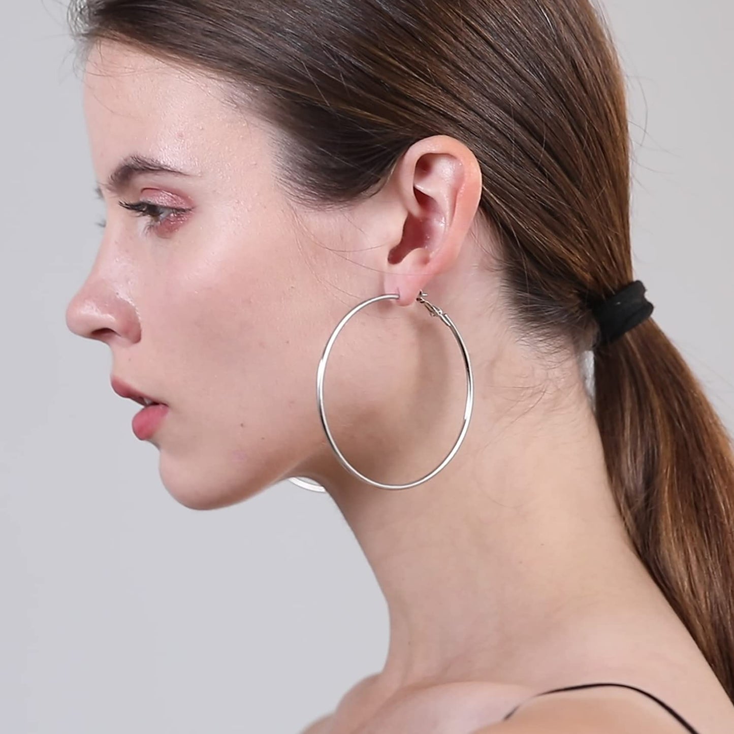 Große Gold Creolen für Frauen, Hypoallergene Dünne Gold Creolen, Sterling Silber Creolen für Damen, Extra Große, Mittelgroße, Große Creolen