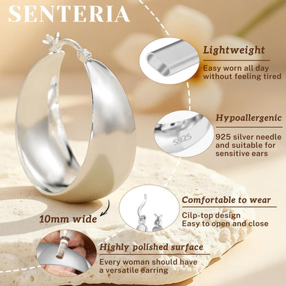 Senteria Dicke, klobige, vergoldete Creolen für Frauen, hypoallergene, 14K vergoldete Creolen, leichte, große goldene Creolen für Frauen, 30 MM