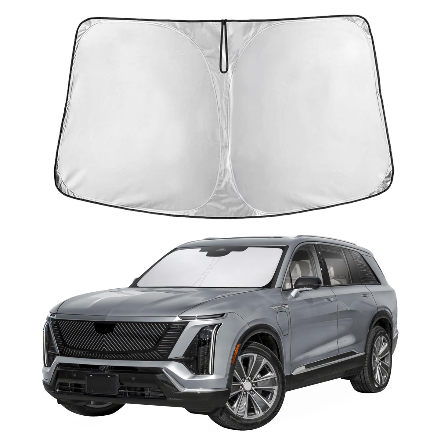 EcoNour Car Windshield Sunshade | Blocks 99% Heat & Keeps Interior Cool | Universal Fits Cars, SUVs, Trucks | Automotive Sun Screen, Visor & Car Accessories for Summer | Medium (64x32 Inches)