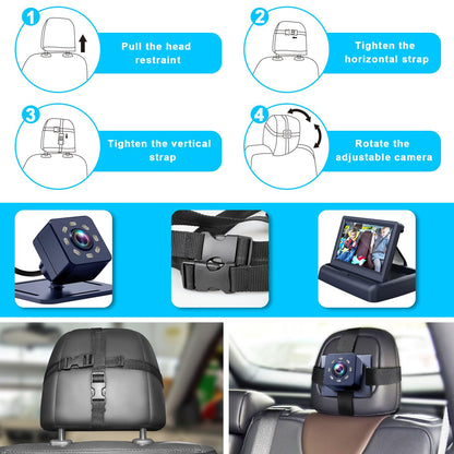 Baby Car Mirror with 4.3'' HD Night Vision Function Display, Safety Car Seat Camera with Wide Crystal Clear View, Easily Observe The Baby’s Move(Not USB)