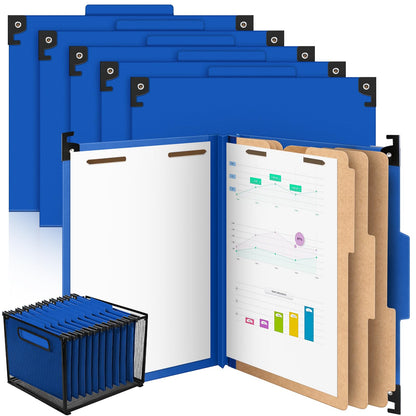 Henoyso 10 Pcs Hanging Classification File Folders, Letter Size Red Folders with 3 Pressboard Dividers, 8 Fasteners, 4 Inch Expansion, 1/3-cut Top Tab for Medical Records and File Cabinet Organizer