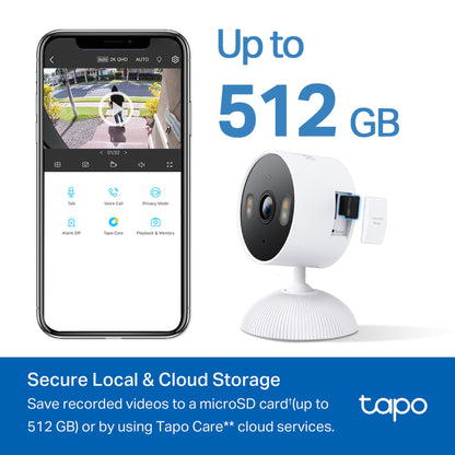 Tapo 1080P Indoor Wired Security Camera - Works as a Baby Monitor & Pet Camera, Motion Detection, 2-Way Audio, Siren, Night Vision, Subscription-Free Local Storage or Optional Cloud, C101