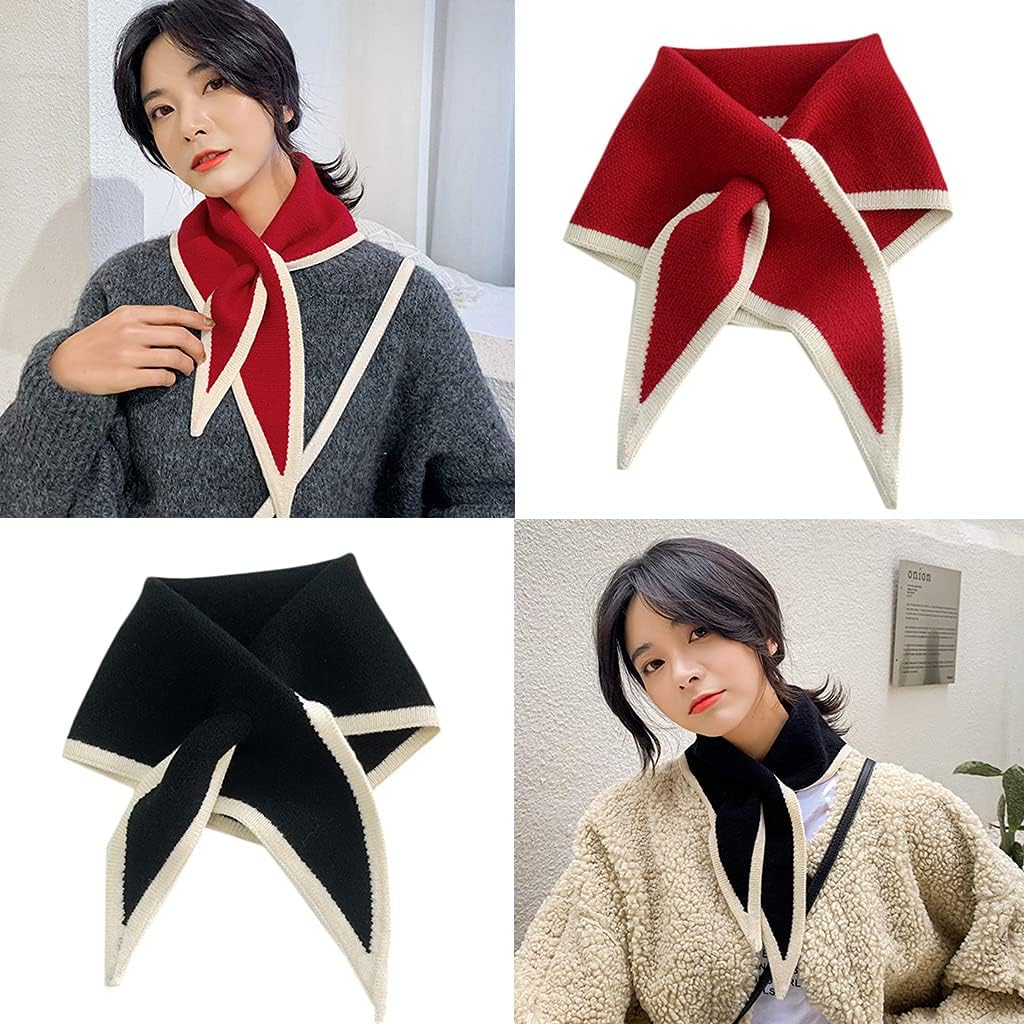 Dreieckstücher für Damen Halstuch für Damen Gekreuztes Tuch für Damen Koreanische Version Gestrickter Wollkragen