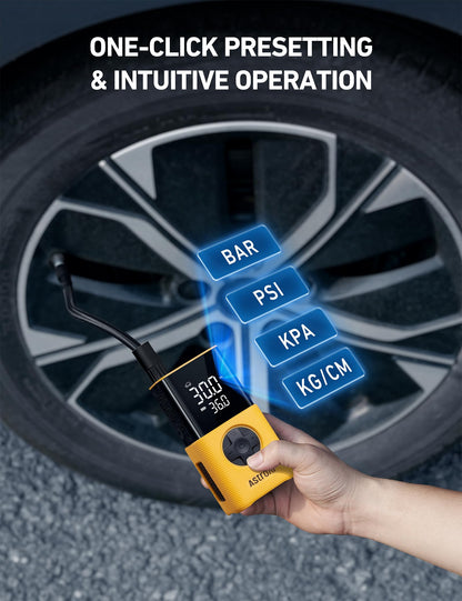 AstroAI L7 Tire Inflator Portable Air Compressor,150 PSI Cordless Mini Air Bike Auto Shut-Off Pump with Digital Display Pressure Gauge, Fast Inflation & LED Light for Car Tires,Motorcycles,Bikes,Balls