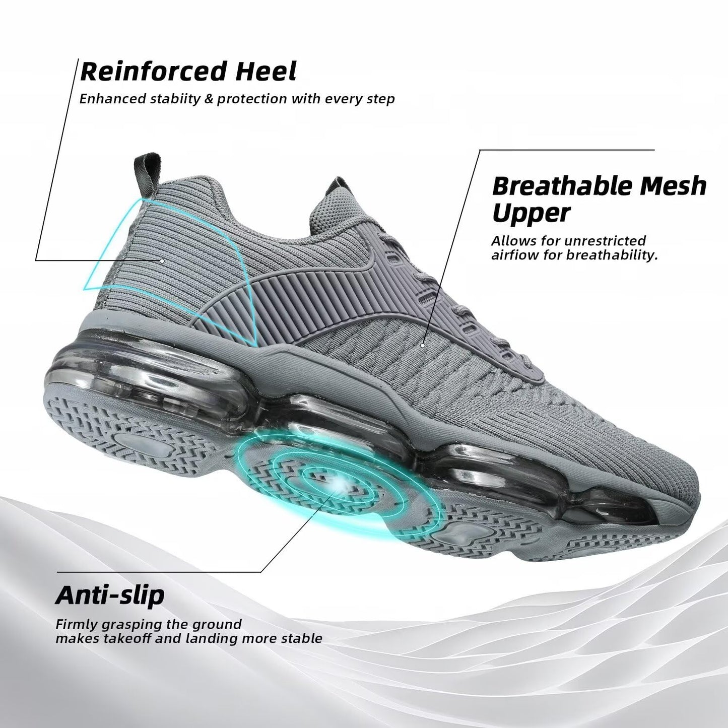 Mens Running Shoes Air Low Top Comfort Walking Lace Up Sneakers Breathable Fashion Tennis Sport Gym Fitness Cross Trainers