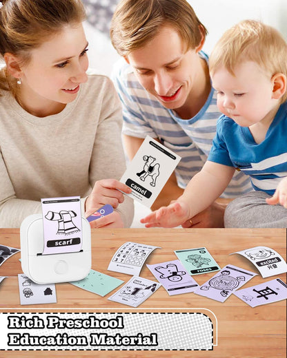 Memoking Mini-Drucker - T02 Aufkleberdrucker, Druckkapsel, tragbarer thermischer tintenloser Aufkleberhersteller, Bluetooth-Taschen-Minifotodrucker, Sofortdruck, Smart AI APP, für Studentenstudiennotizen, Tagebuch, Heimwerker, Geschenk