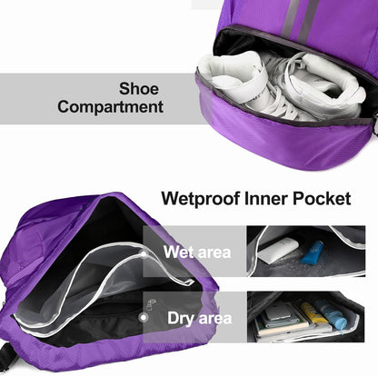 Hoedia Sports-Kordelzugrucksack – Schwimm-Turnbeutel mit Schuhfach und wasserdichter Tasche für Damen und Herren