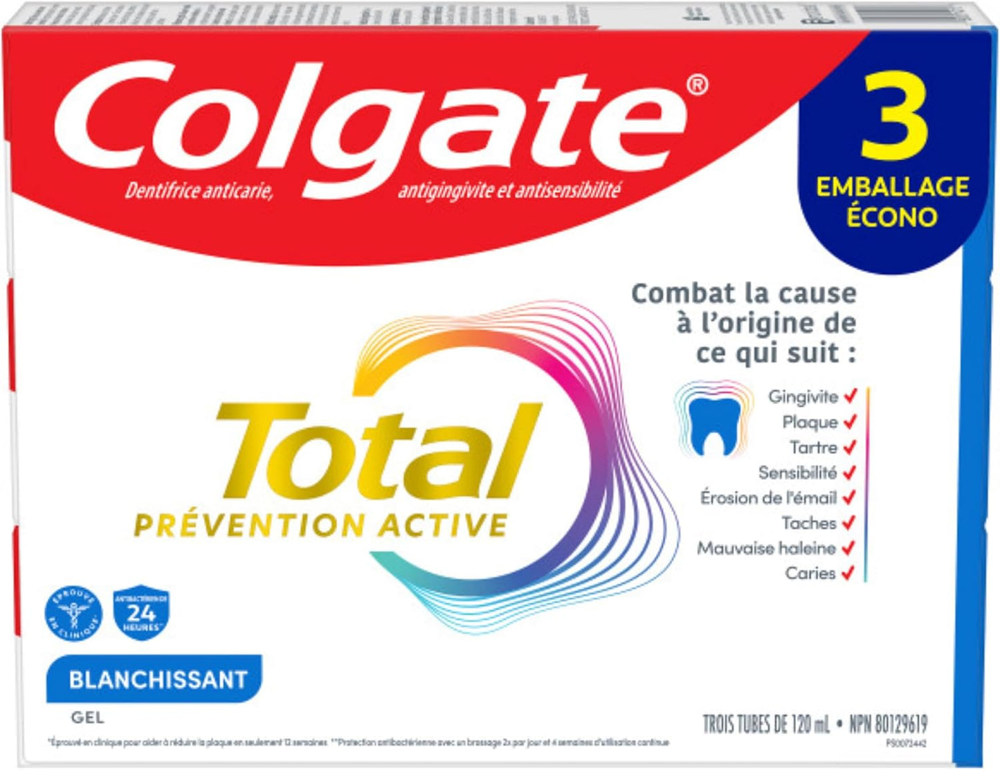 Colgate Total Zahnpasta, Clean Mint, 3 x 120 ml