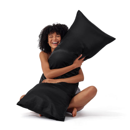 Bedsure Satin Pillow Case Queen Size 2 Pack, Similar to Silk Pillow Cases, Silky Pillowcase Covers for Hair and Skin with Envelope Closure, Gifts for Women Men, Grey, 20x30 Inches