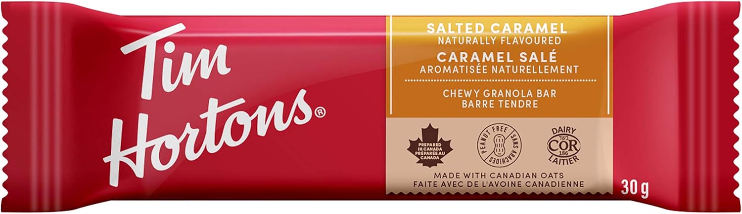 Tim Hortons Salted Caramel Granola Bars, Peanut Free, 5 Count, Imported from Canada)