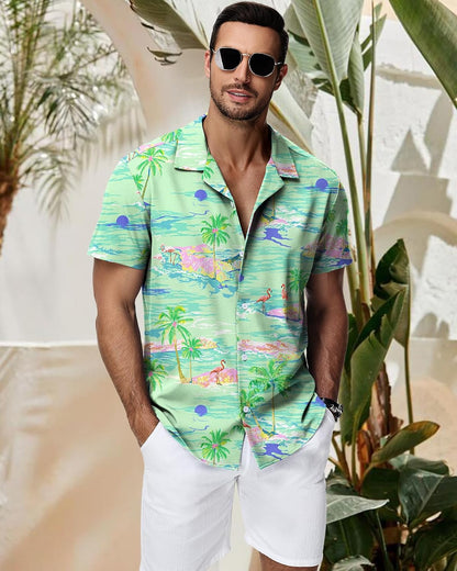 HMIYA Herren Hawaiihemden Kurzarm Button-Up Hemd Herren S-3XL
