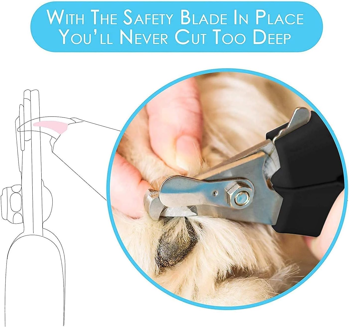 Candure Dog Nail Clippers and Trimmer with Safety Guard to Avoid Over-Cutting Toe Nails- Professional Grooming Razor Edge Blades Pet Nail Clipper with Free Nail File for Small Medium Large Breeds