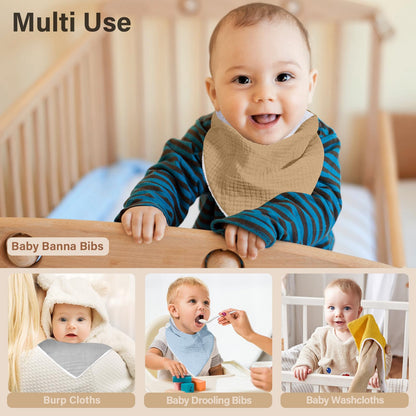 NISXABEBE Musselin-Baby-Lätzchen, 6er-Pack, Baby-Bandana-Spucktücher aus 100 % Baumwolle für Jungen und Mädchen, unifarbene Lätzchen für Spucken und Zahnen (Jungen)