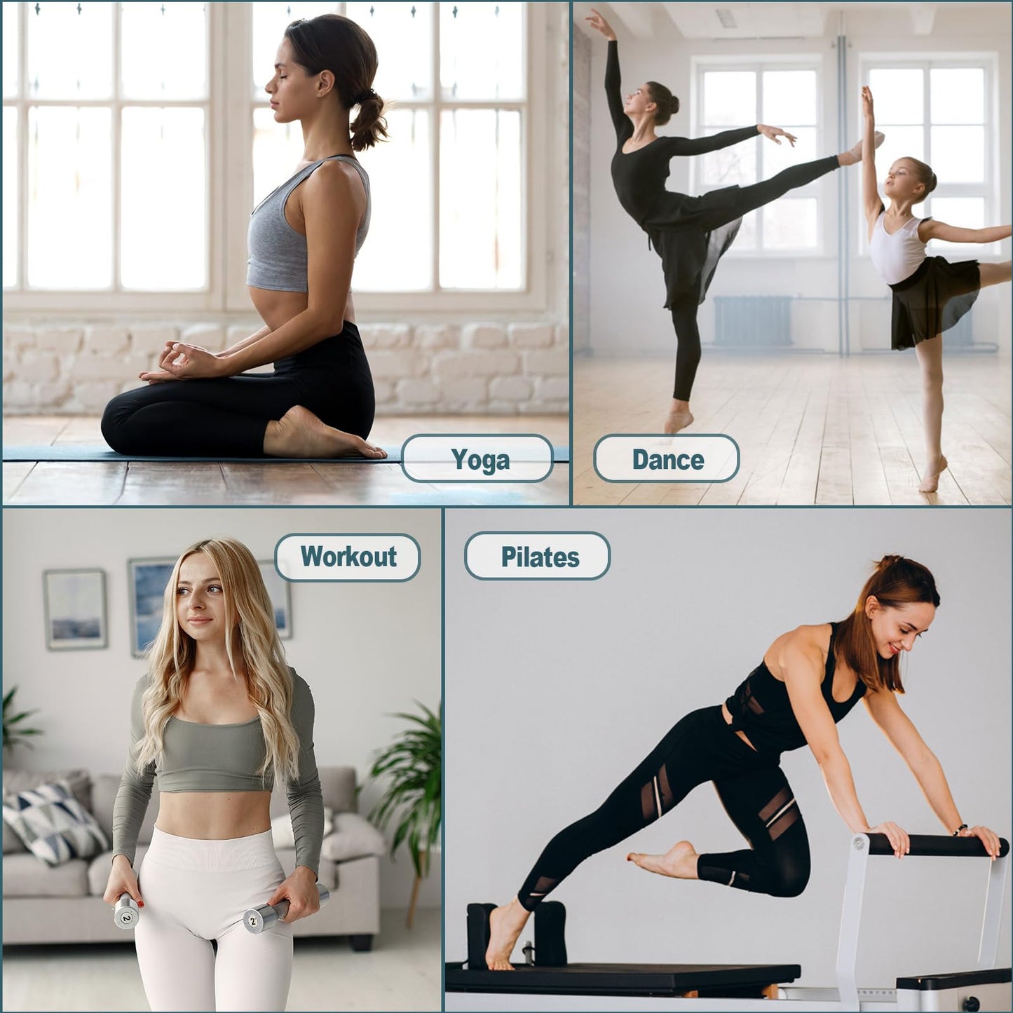BONANGEL Pilates Socken mit Noppen für Damen, 3 Paar rutschfeste Yoga Ballett Barre Krankenhaus Sport Socken für Damen