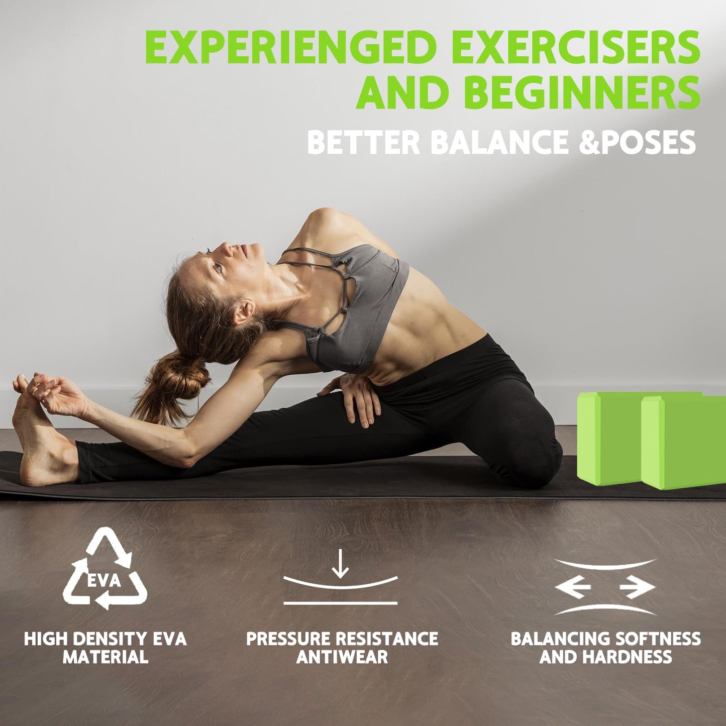 MBKHFLL (Lila-2er-Pack) Yoga-Block – Stützender latexfreier EVA-Schaumstoff – Weiche, rutschfeste Oberfläche mit abgeschrägten Kanten für Yoga, Pilates, Meditation – Yoga-Zubehör für Stabilität, Gleichgewicht, Vertiefung von Dehnungen