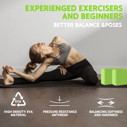 MBKHFLL (Lila-2er-Pack) Yoga-Block – Stützender latexfreier EVA-Schaumstoff – Weiche, rutschfeste Oberfläche mit abgeschrägten Kanten für Yoga, Pilates, Meditation – Yoga-Zubehör für Stabilität, Gleichgewicht, Vertiefung von Dehnungen