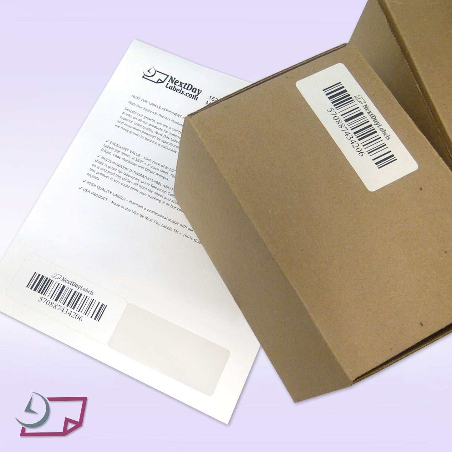 NextDayLabels - Integrated Laser Form with Label Combination (2x1 | 4 Labels | 500 Pack)