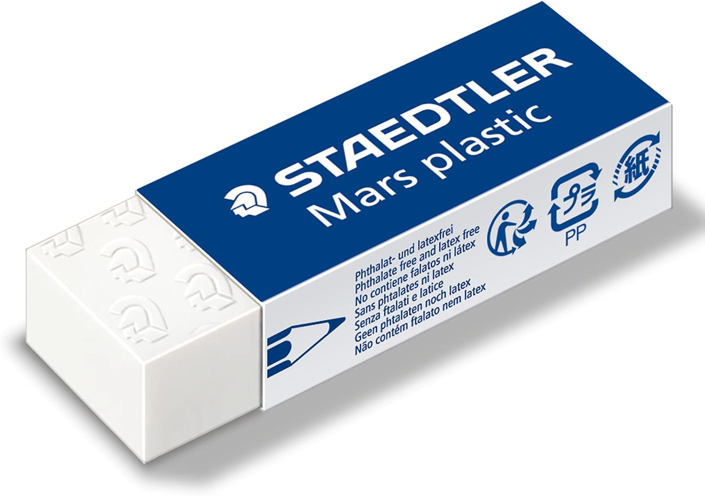 STAEDTLER Mars Plastic Radiergummi (4 Stück), weiße Radierer für saubere und präzise Ergebnisse – latexfrei, geringe Krümelbildung, hergestellt in Deutschland