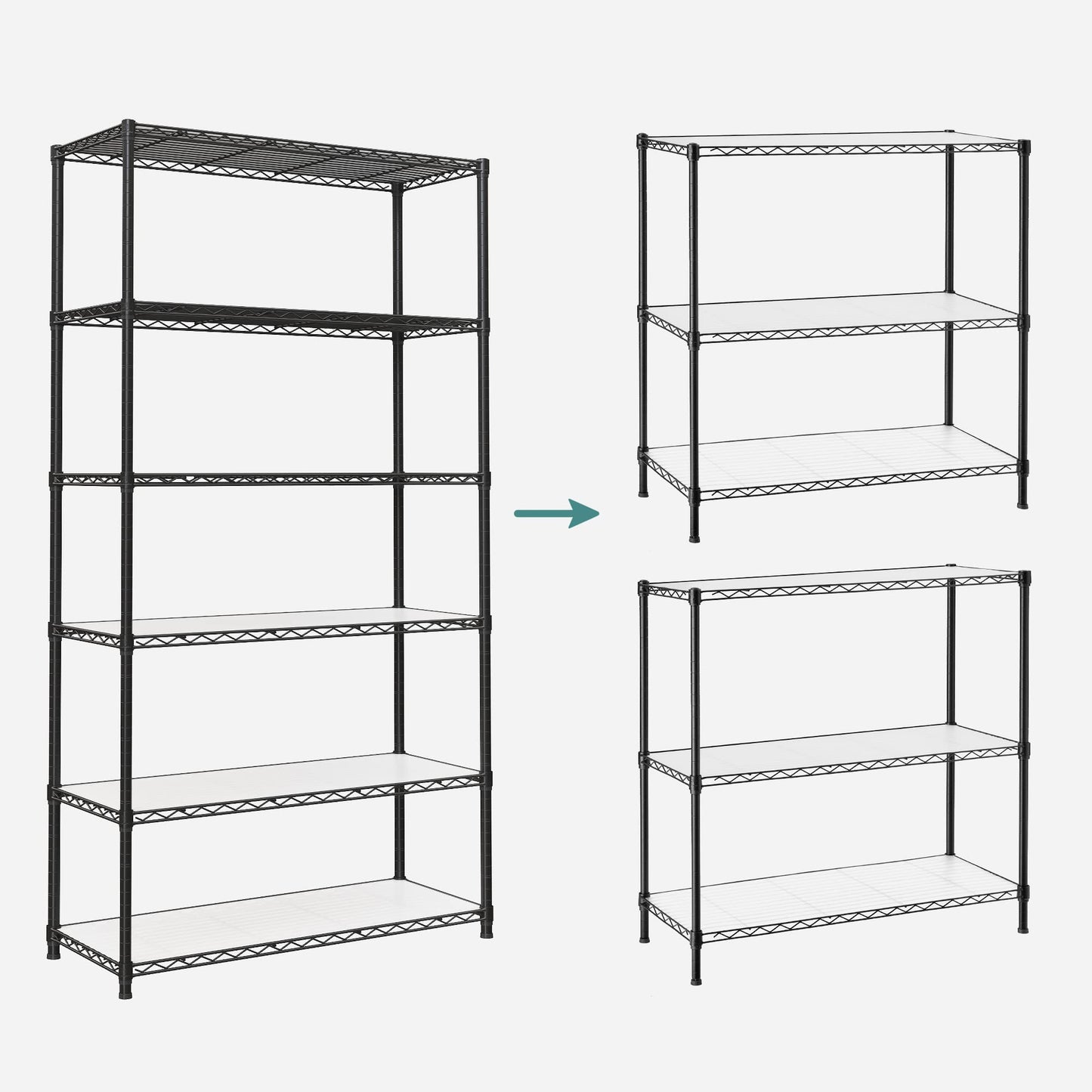 SONGMICS Storage Shelf, Small Metal Wire Shelving Unit, Adjustable Shelves, for Small Spaces, Garage, Bedroom, Living Room, Kitchen, Pantry, 5 Tier, 11.8 x 11.8 x 47.6 Inches, Ink Black ULGR123BH01
